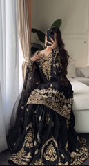 Black & Gold Heavy Embroidered Lehenga Set with Dupatta