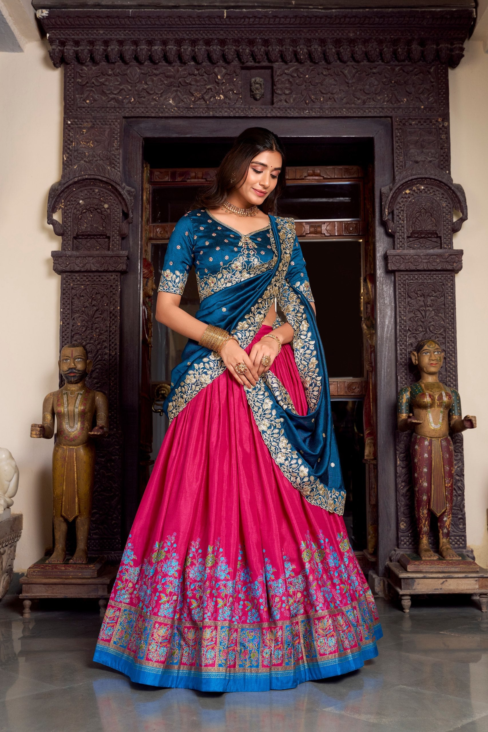 Silk Lehenga with Heavy Embroidery – Designer Festive Wear