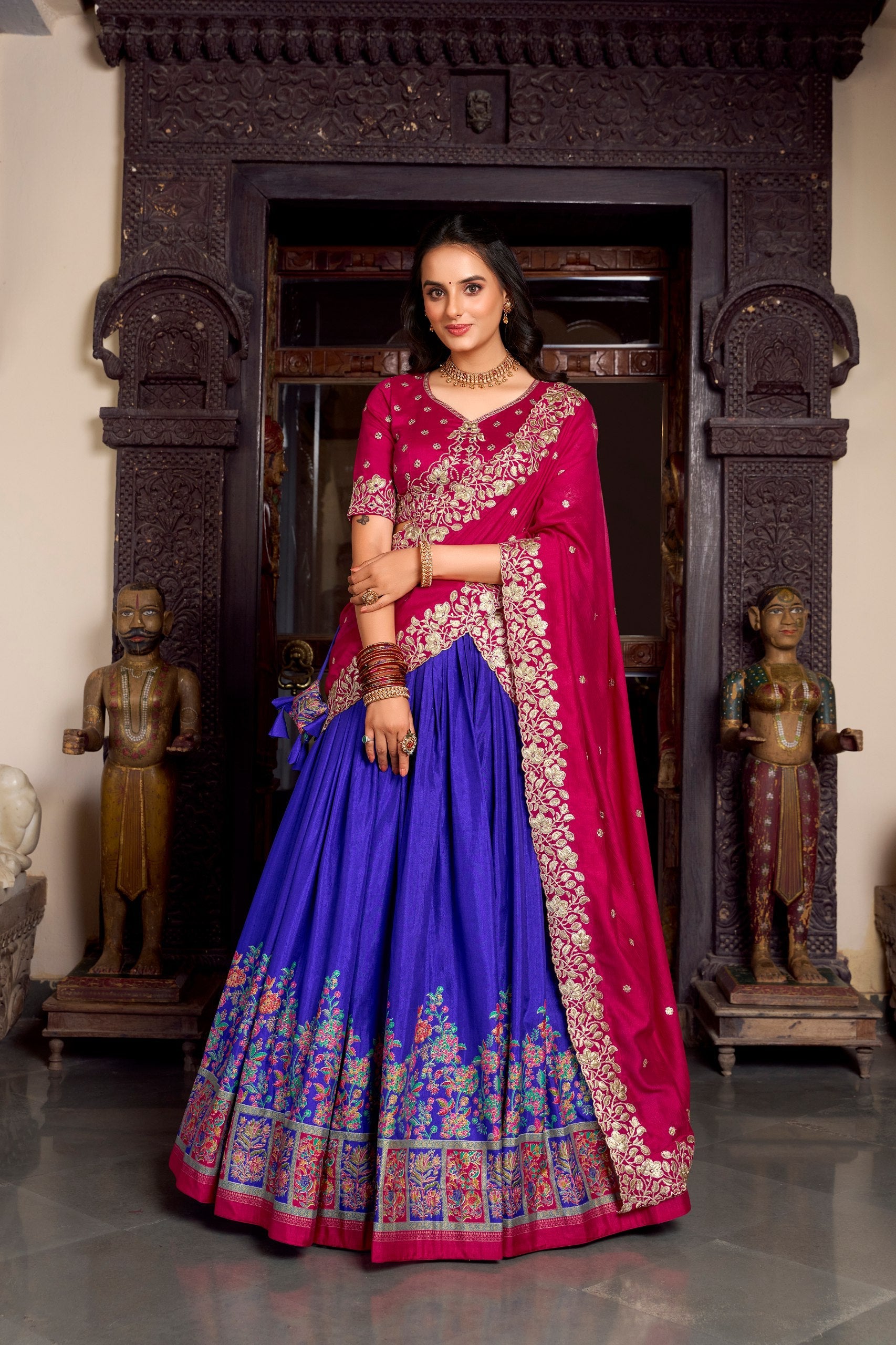 Silk Lehenga with Heavy Embroidery – Designer Festive Wear
