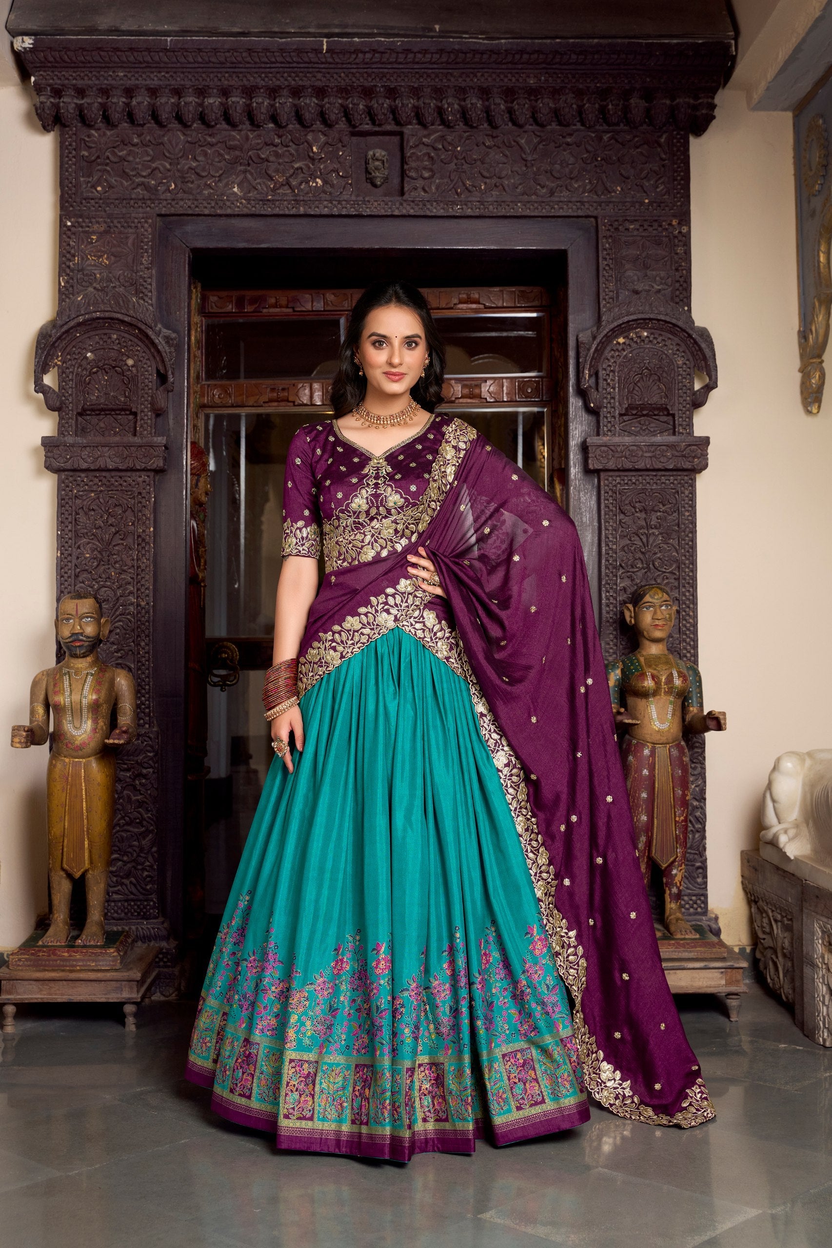 Silk Lehenga with Heavy Embroidery – Designer Festive Wear
