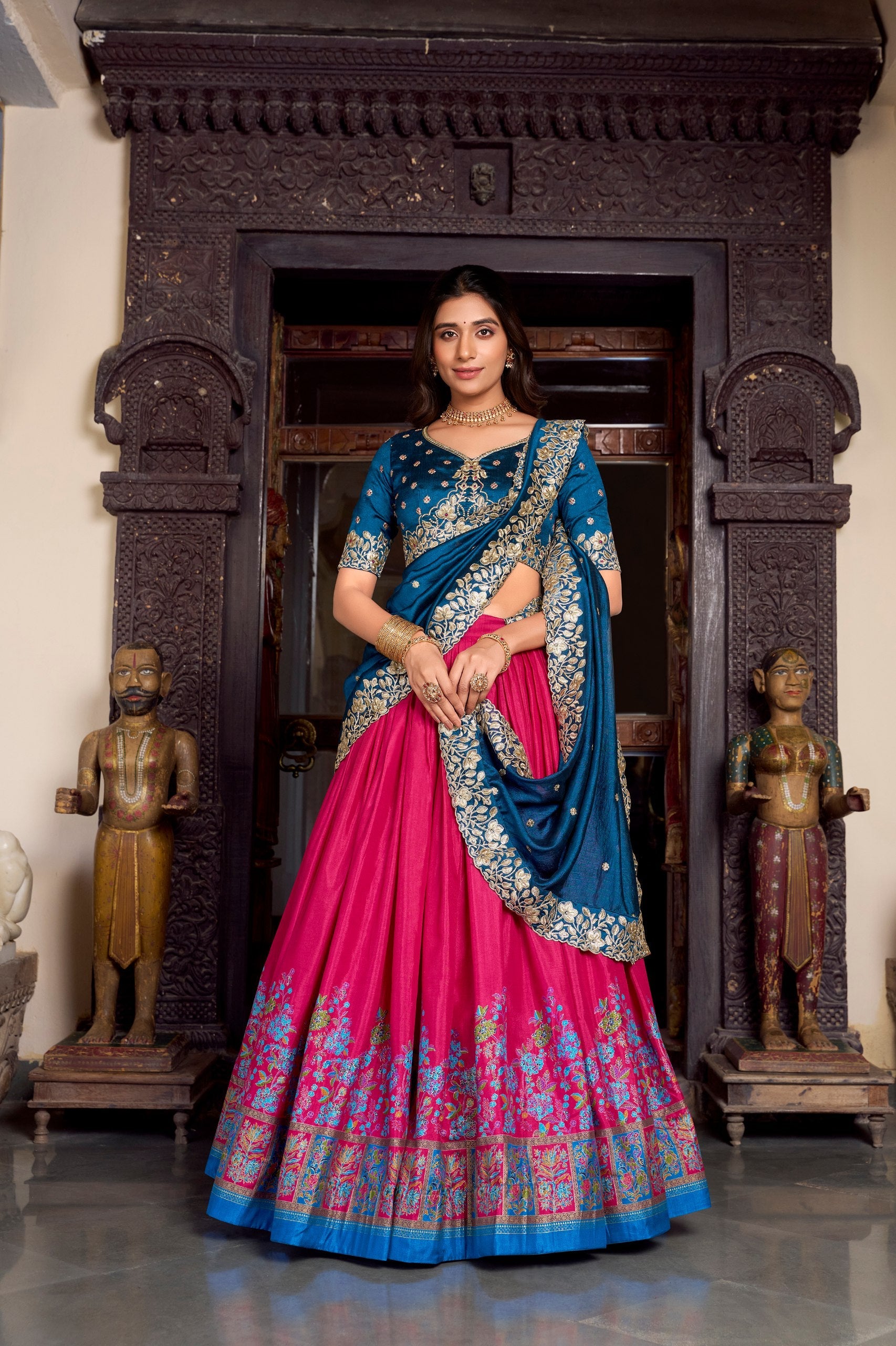 Silk Lehenga with Heavy Embroidery – Designer Festive Wear