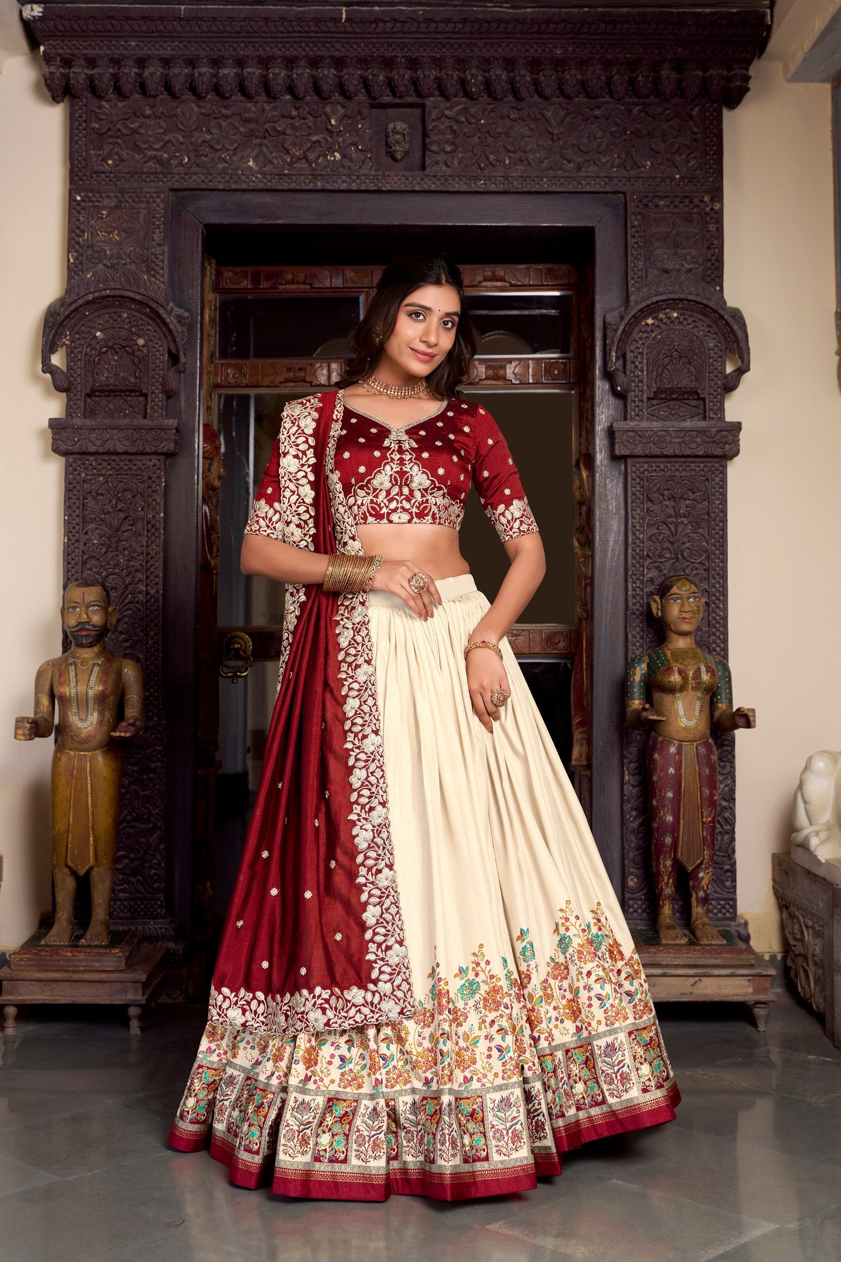 Silk Lehenga with Heavy Embroidery – Designer Festive Wear