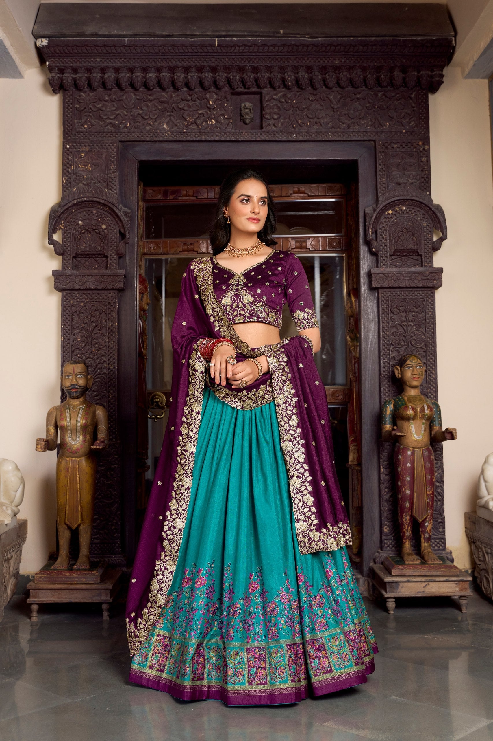 Silk Lehenga with Heavy Embroidery – Designer Festive Wear