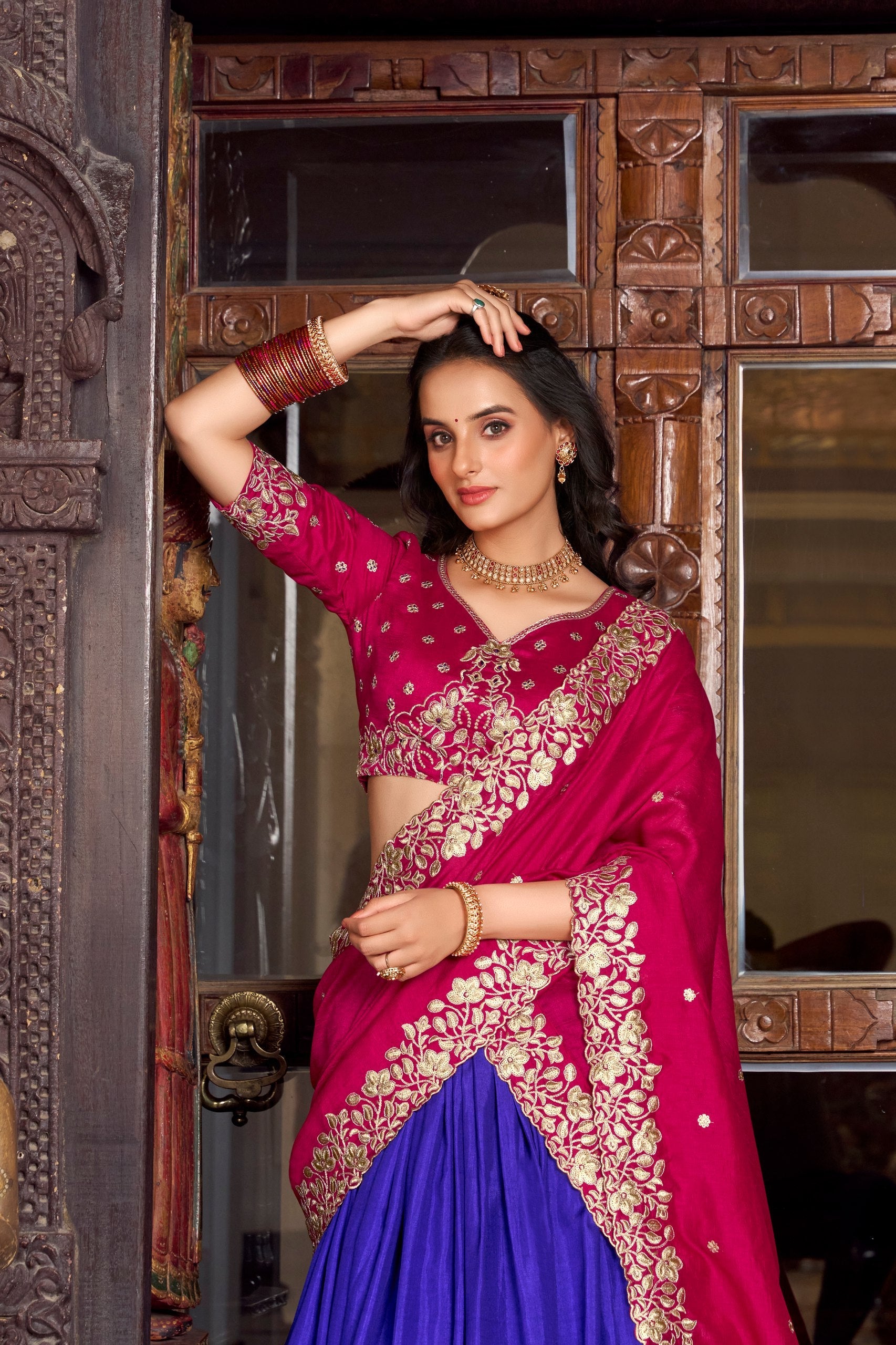 Silk Lehenga with Heavy Embroidery – Designer Festive Wear