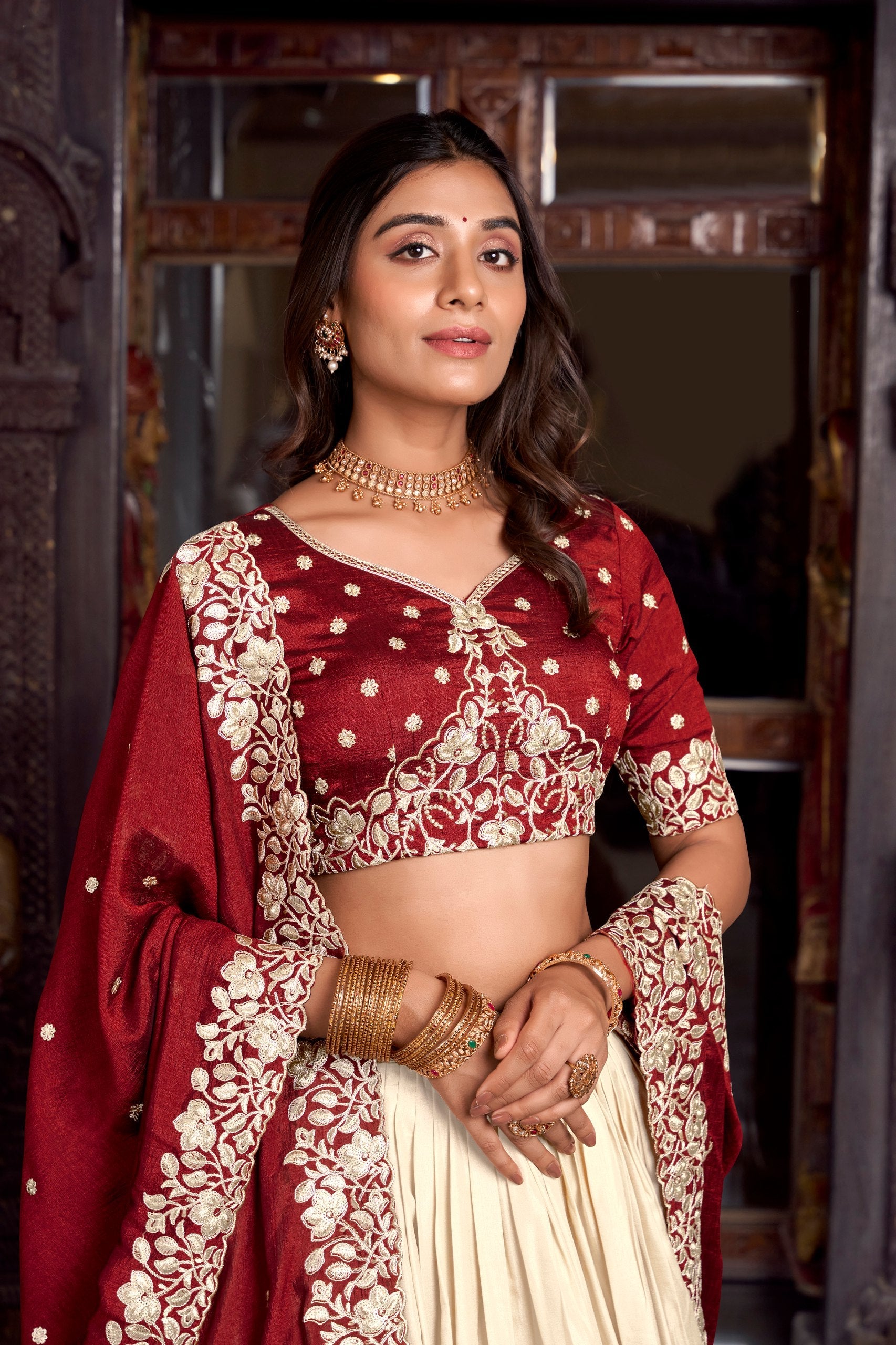 Silk Lehenga with Heavy Embroidery – Designer Festive Wear