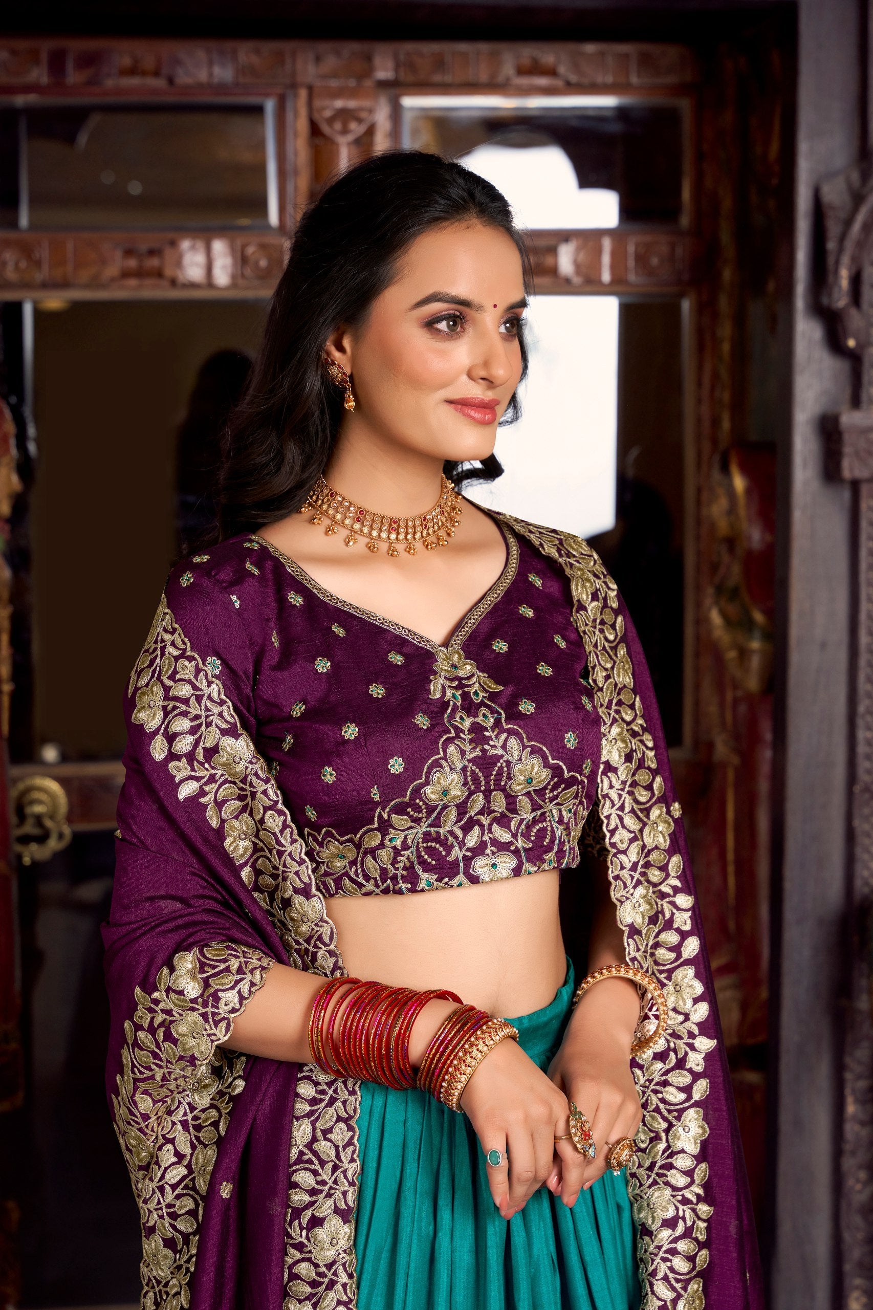 Silk Lehenga with Heavy Embroidery – Designer Festive Wear