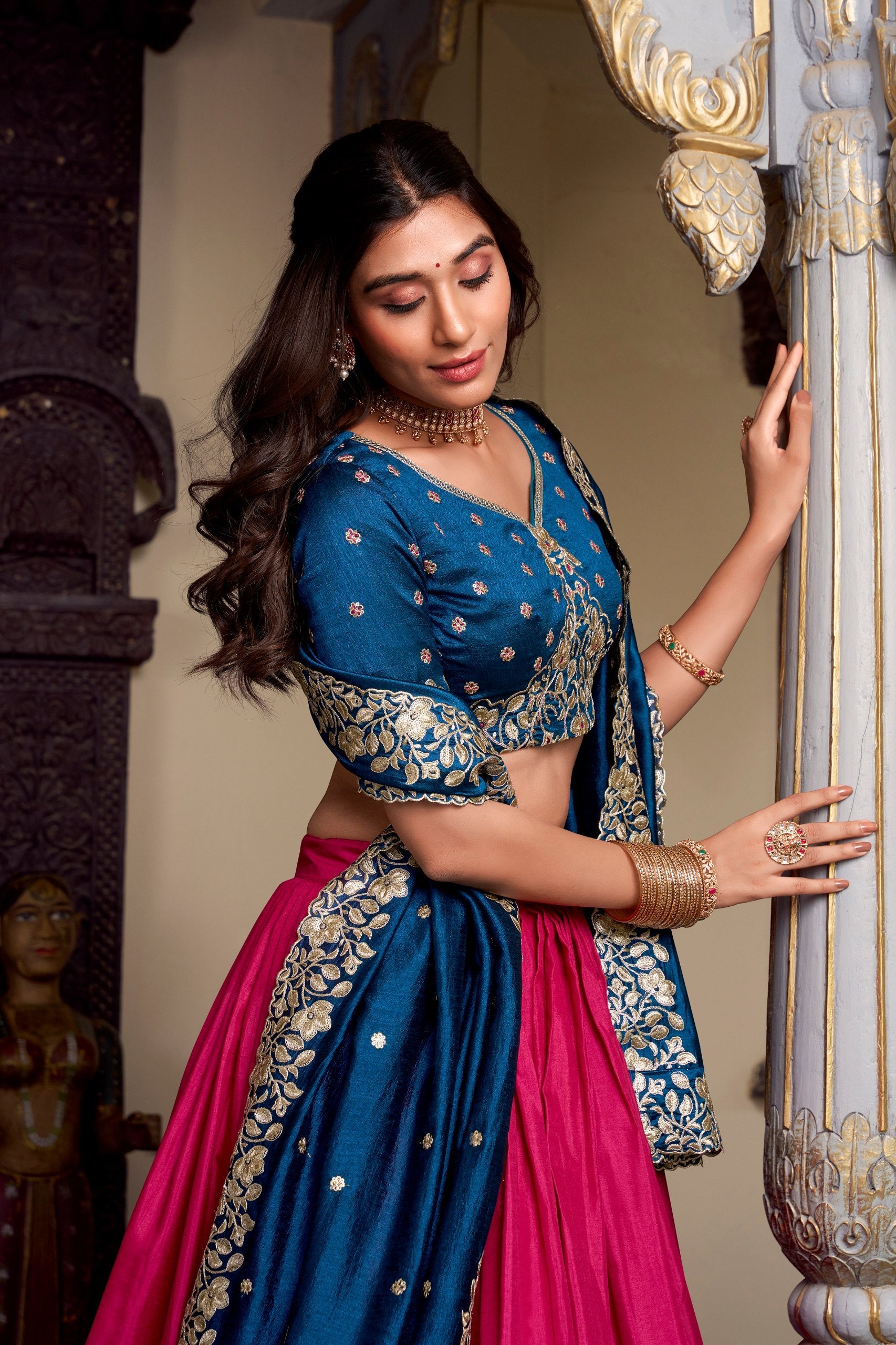 Silk Lehenga with Heavy Embroidery – Designer Festive Wear