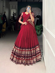Magenta Silk Lehenga with Antique Zari Border