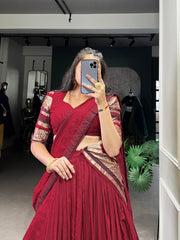 Magenta Silk Lehenga with Antique Zari Border