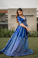 Royal Blue Bandhani Print Lehenga with Blouse & Dupatta – Traditional Festive Wear