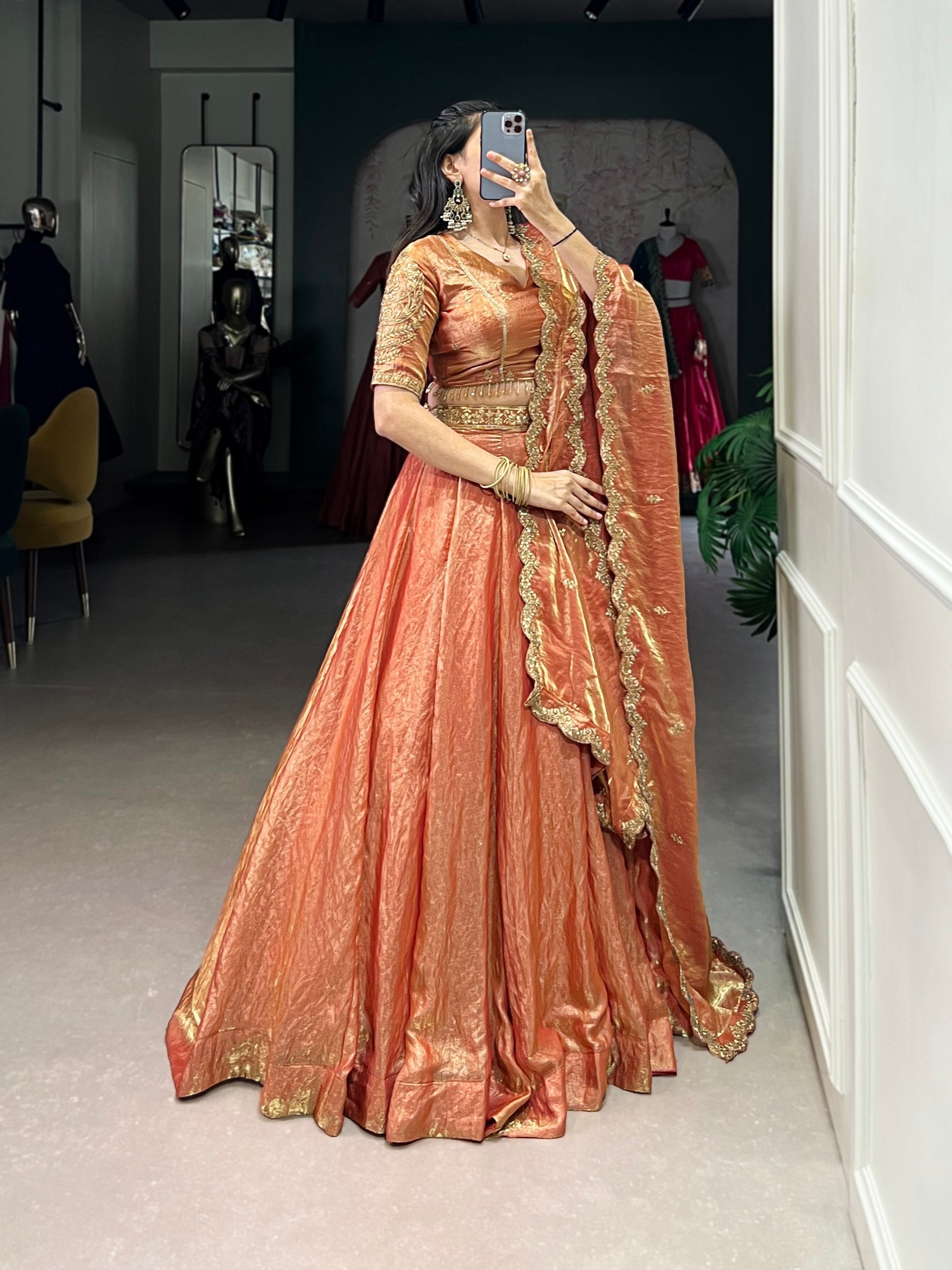 Elegant Lavender Gold Silk Lehenga with Embroidered Dupatta – Festive & Wedding Wear