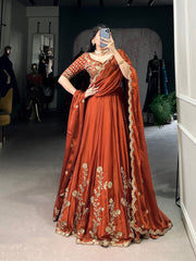 Elegant Lavender Gold Silk Lehenga with Embroidered Dupatta – Festive & Wedding Wear