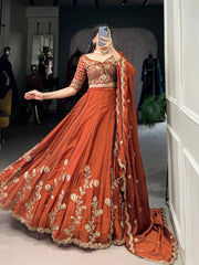 Elegant Lavender Gold Silk Lehenga with Embroidered Dupatta – Festive & Wedding Wear