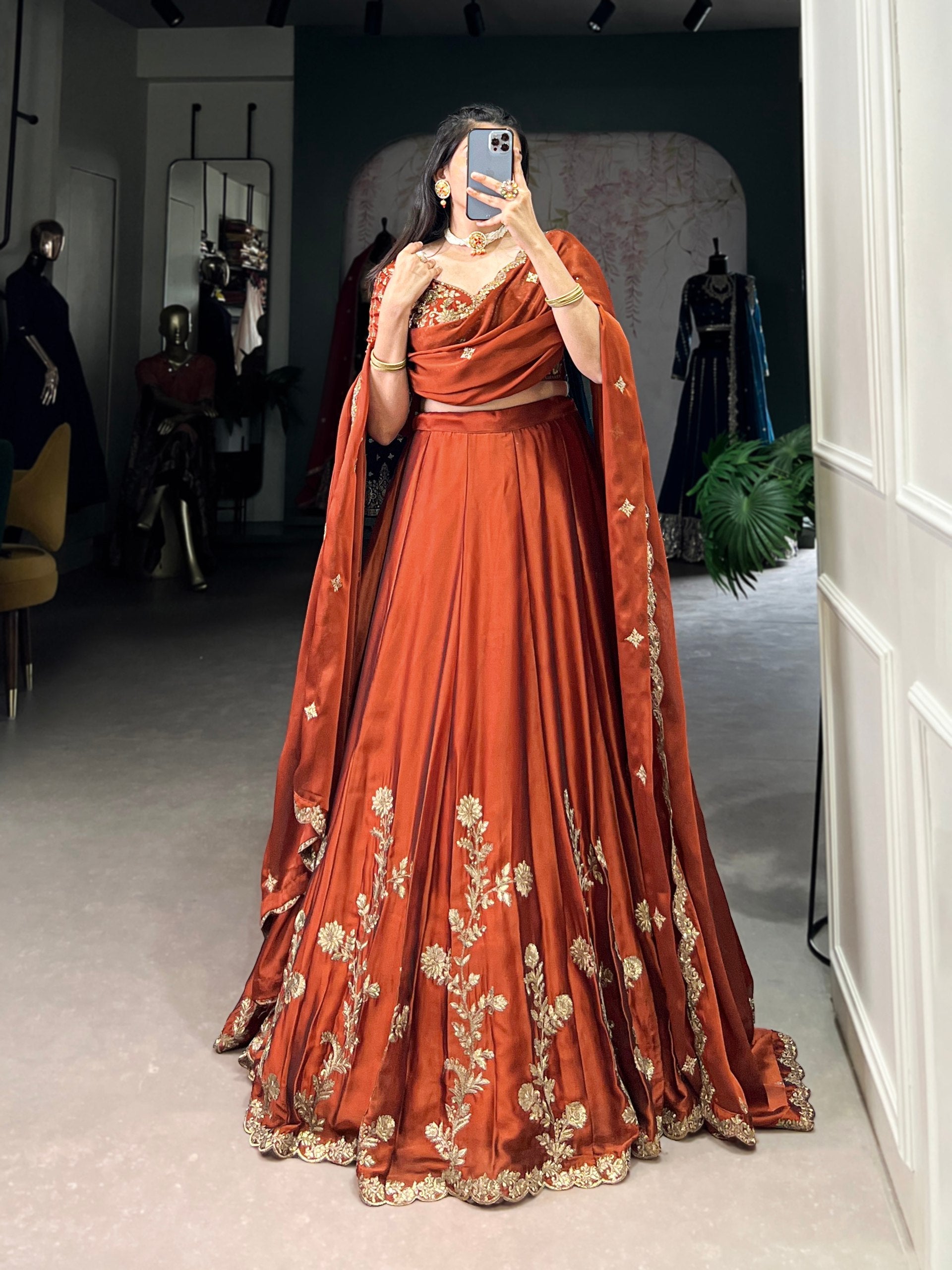 Elegant Lavender Gold Silk Lehenga with Embroidered Dupatta – Festive & Wedding Wear