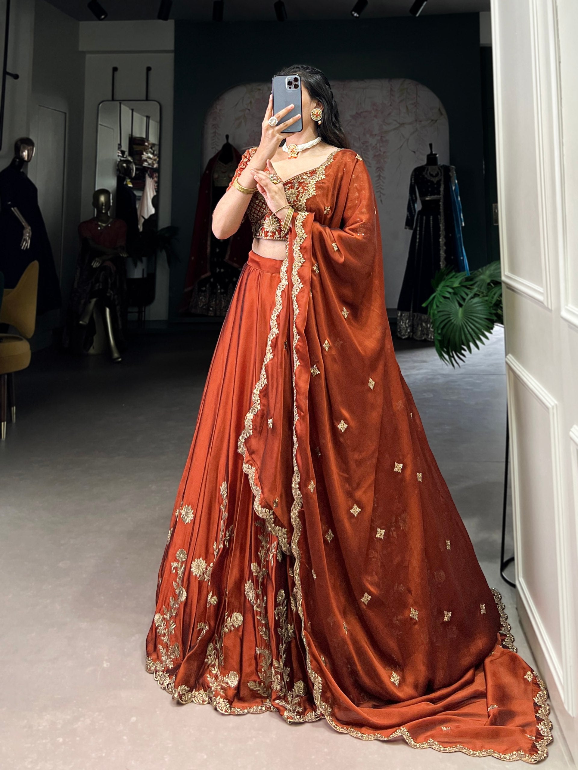 Elegant Lavender Gold Silk Lehenga with Embroidered Dupatta – Festive & Wedding Wear