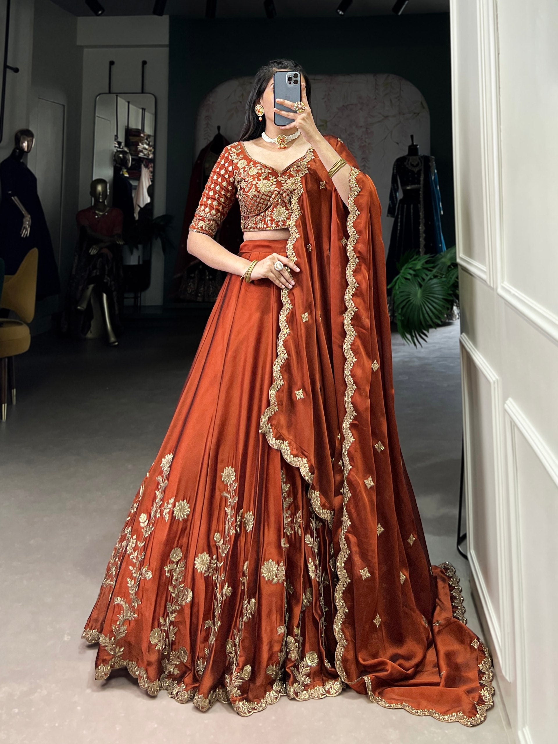 Elegant Lavender Gold Silk Lehenga with Embroidered Dupatta – Festive & Wedding Wear