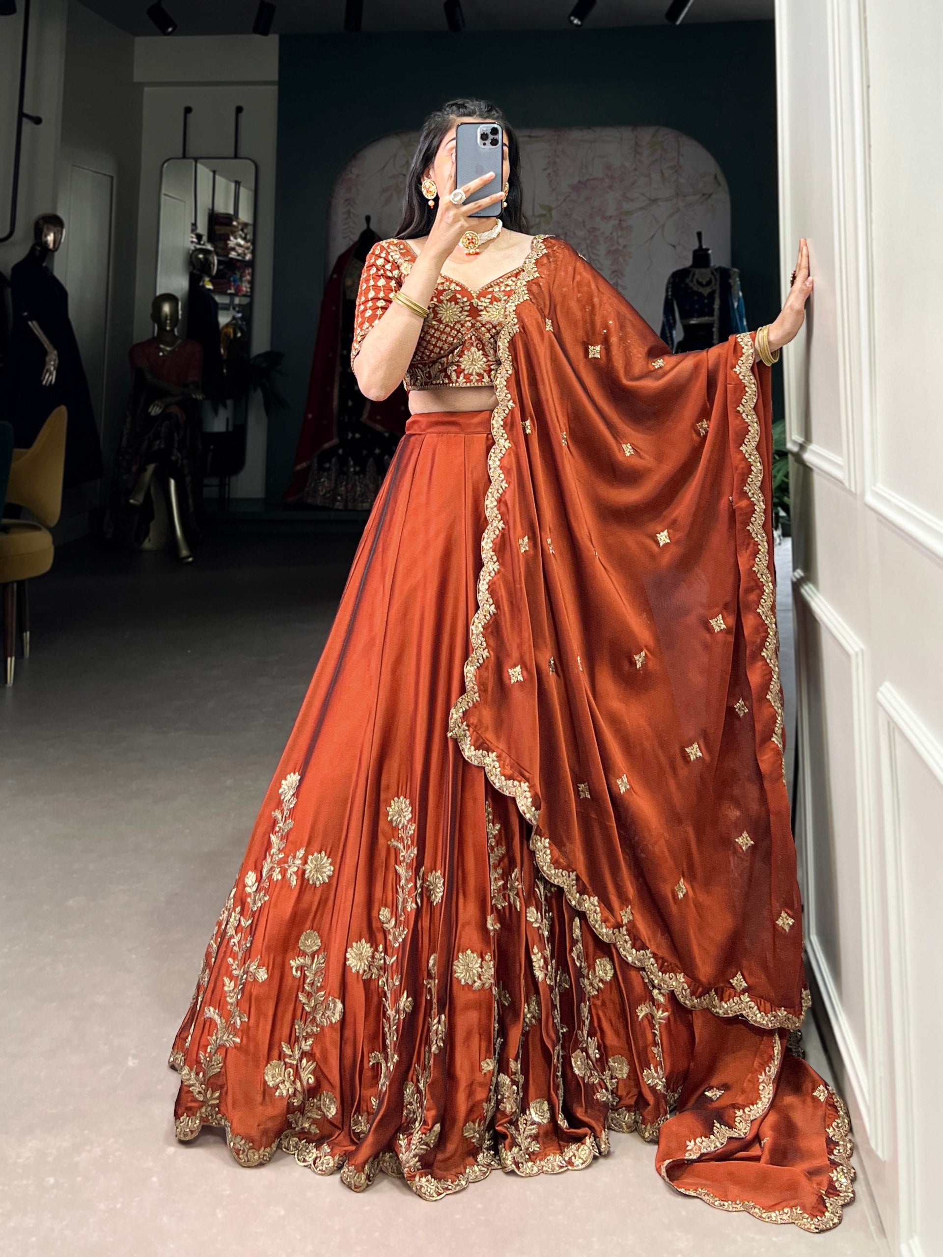 Elegant Lavender Gold Silk Lehenga with Embroidered Dupatta – Festive & Wedding Wear