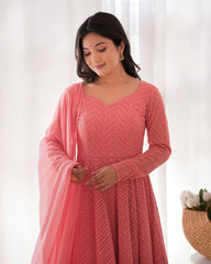 Plum Sequin Georgette Anarkali Suit with Dupatta – Festive & Party Wear
