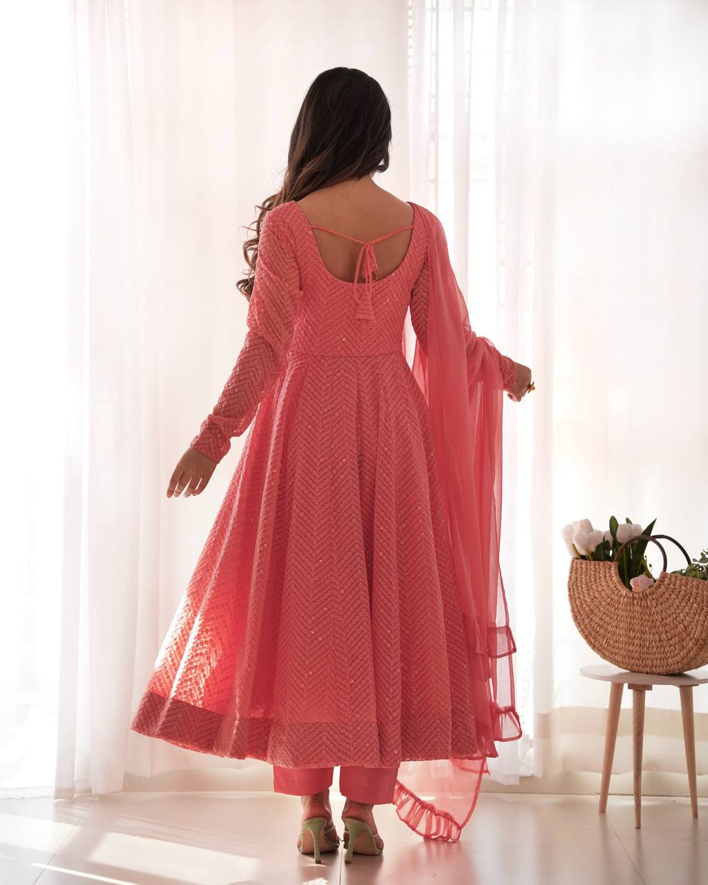 Plum Sequin Georgette Anarkali Suit with Dupatta – Festive & Party Wear