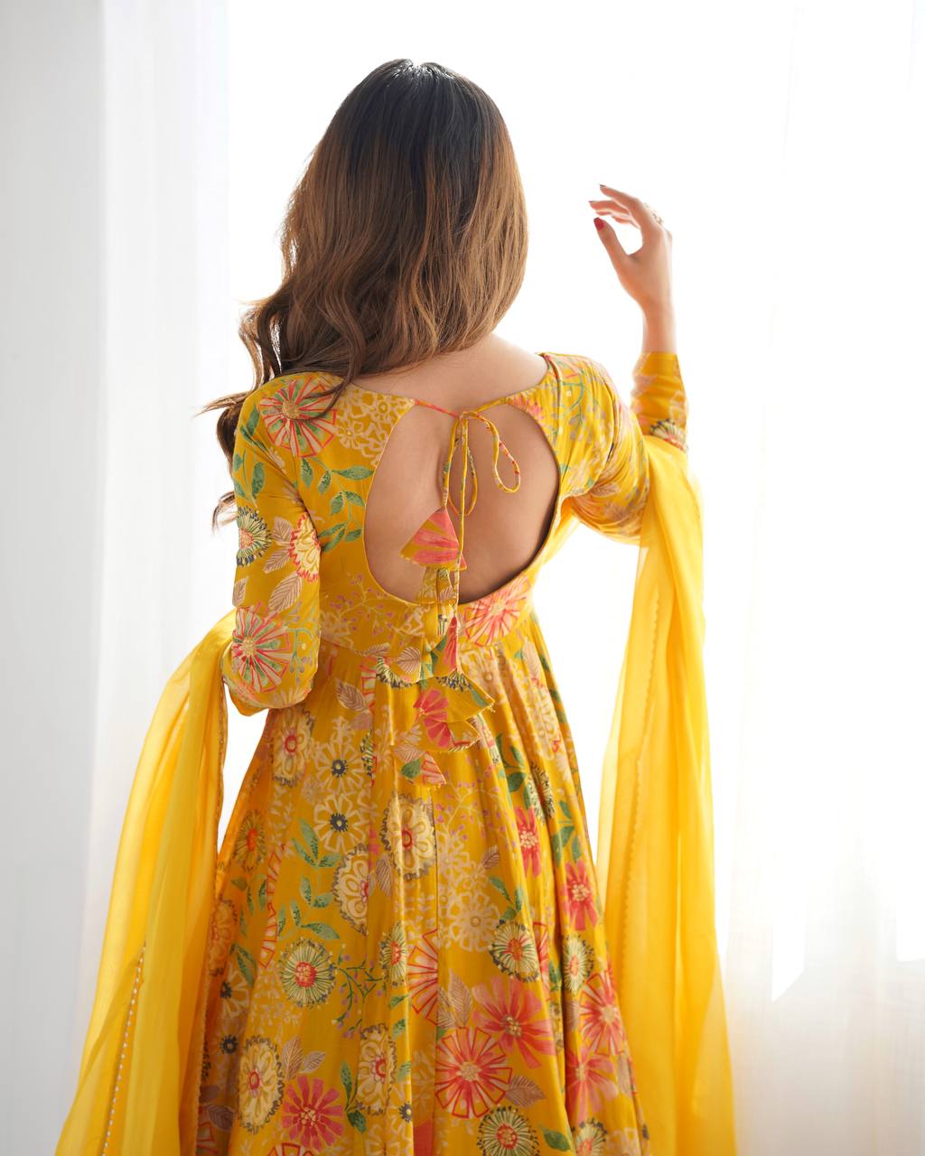 Sunflower Yellow Floral Peplum Kurta with Sharara & Dupatta – Vibrant Festive Wear